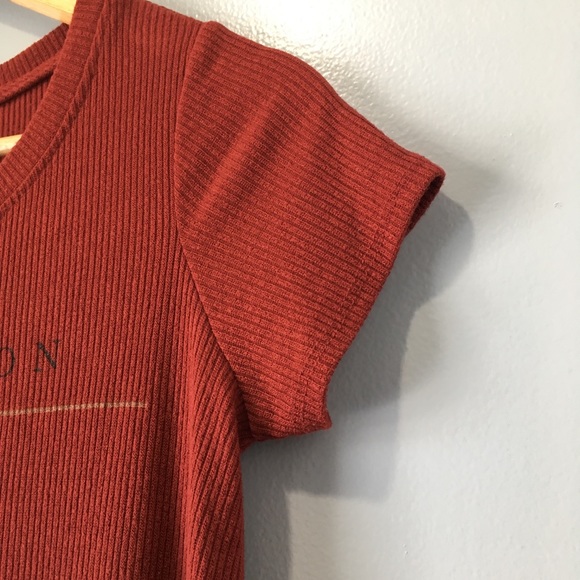 Burgundy Red Short Sleeve Ribbed Sleep Shirt - Picture 5 of 8